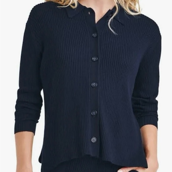 Splendid Navy Ribbed Button-Up Cardigan - XS - Picture 1 of 4